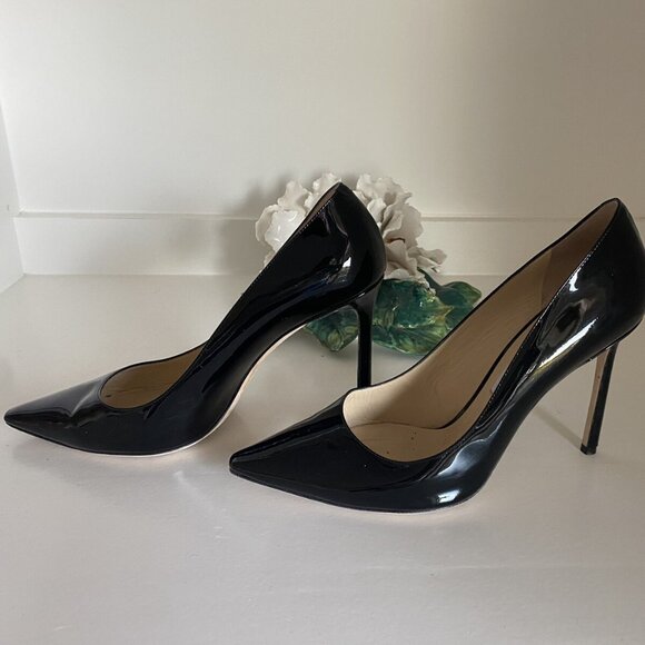 JIMMY CHOO Black patent Leather Romy Heels - Picture 1 of 7
